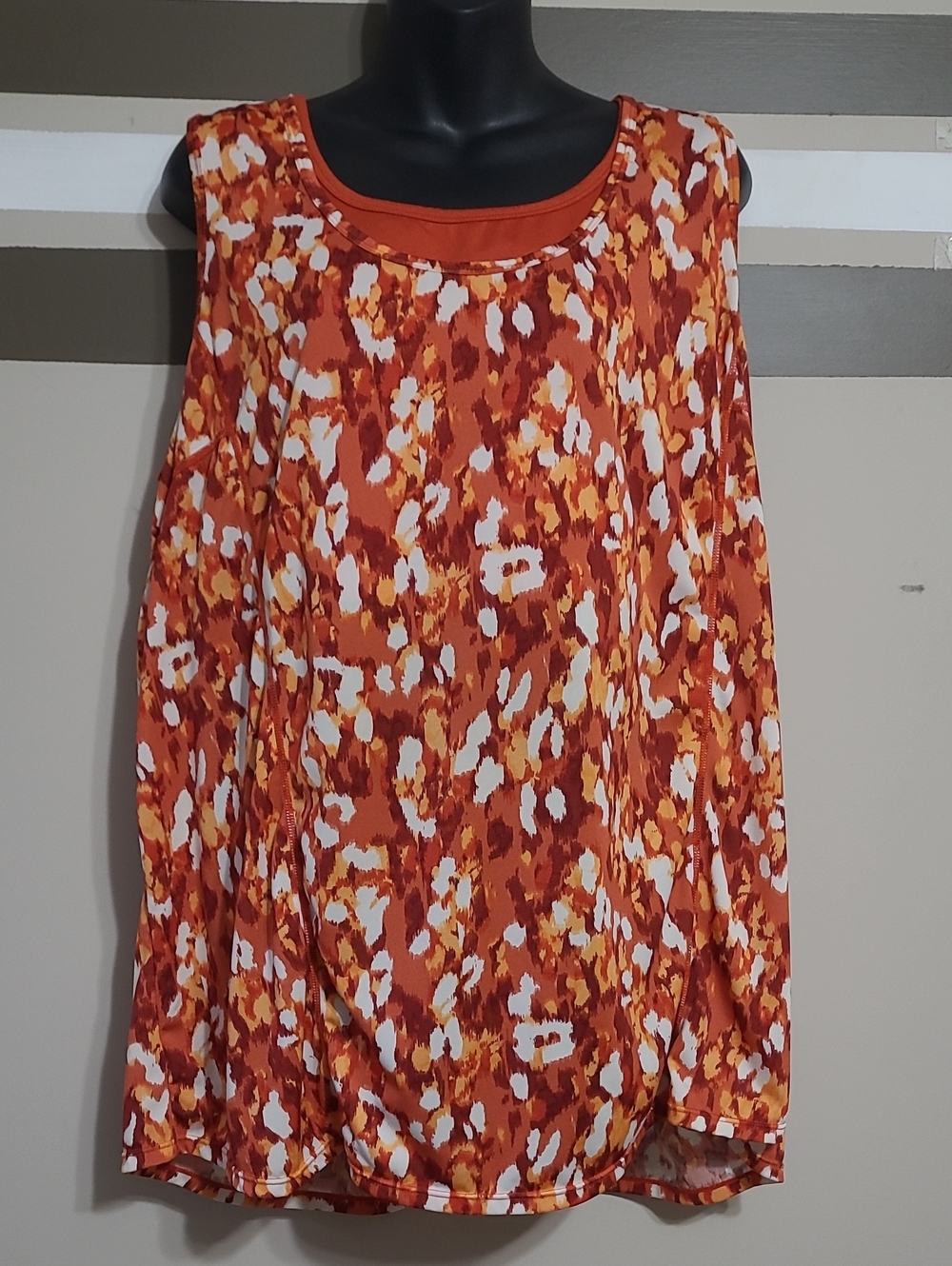 ACX Athletic Activewear Orange Abstract Halter Tank Top Sz 3X